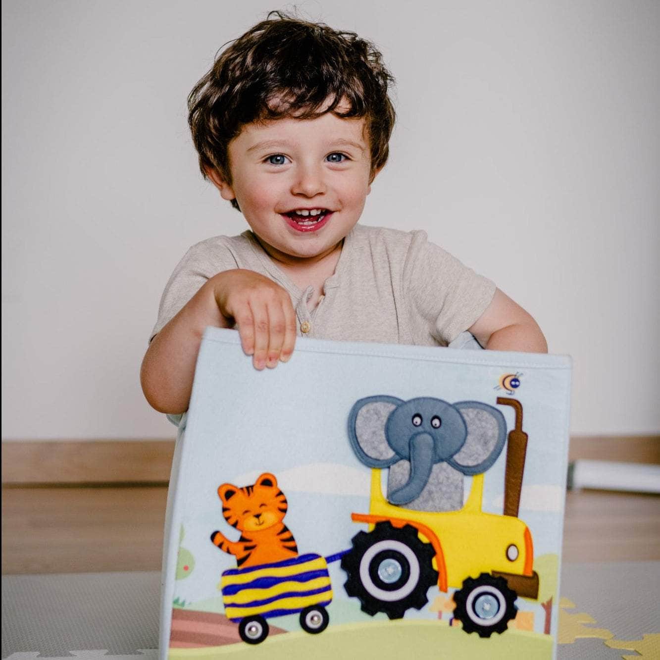 Boîte de rangement - Le train des animaux (carrée)