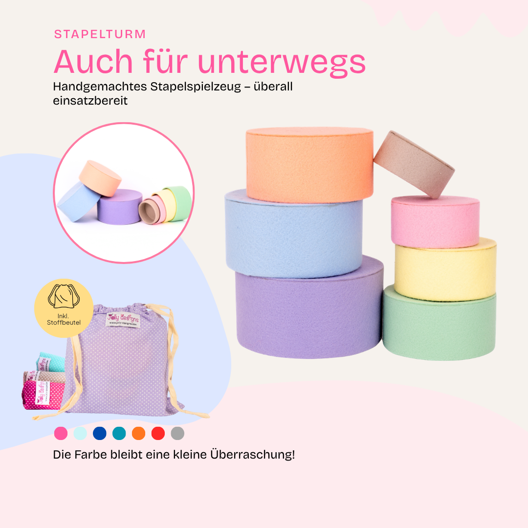 Stapelbunt Pastell – Lernspielzeug Stapeln & Farben ab 18 Monaten